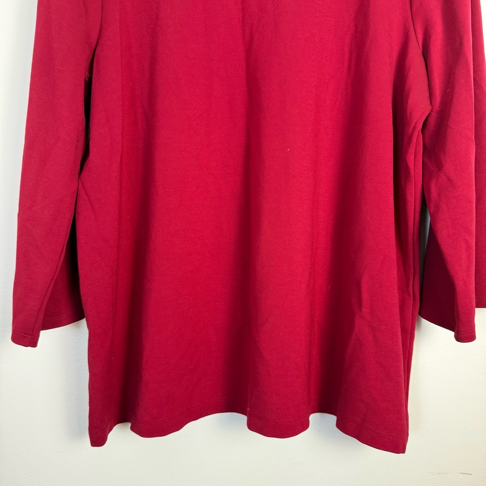 Chico Womens Red Allure Embellished Ponte Top sz 3X Cottagecore Stretch Casual - Picture 11 of 13